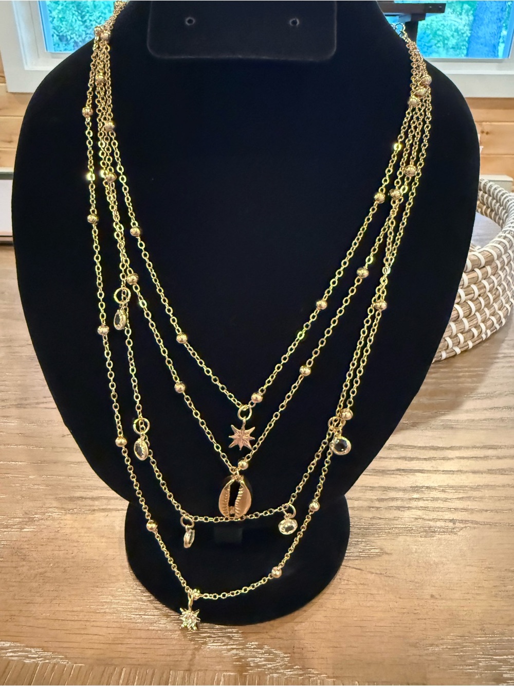 Gold-Tone Layered Shell & Star Charm Necklace - Women Jewelry by Anthropolgie